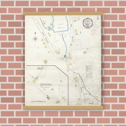 Old map wall art mockup — magnetic wood frame on brick wall — Sanborn Fire Insurance Map from Stent, Tuolomne County, California (1898) - Complete Map Set