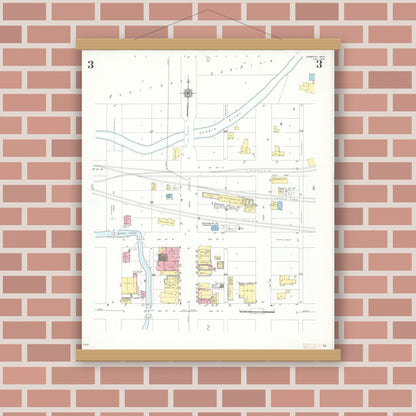 Old map wall art mockup — magnetic wood frame on brick wall — Sanborn Fire Insurance Map from Zumbrota, Goodhue County, Minnesota (1948), Sheet #0003