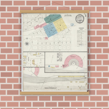 Old map wall art mockup — magnetic wood frame on brick wall — Sanborn Fire Insurance Map from Saint James, Watonwan County, Minnesota (1894) - Complete Map Set