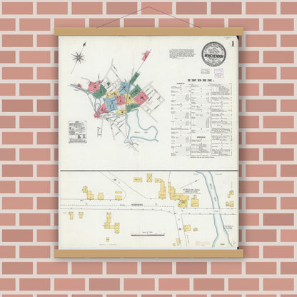 Old map wall art mockup — magnetic wood frame on brick wall — Sanborn Fire Insurance Map from Winchendon, Worcester County, Massachusetts (1904) - Complete Map Set