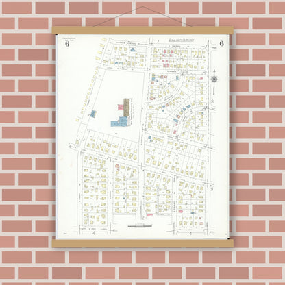 Old map wall art mockup — magnetic wood frame on brick wall — Sanborn Fire Insurance Map from Osborn, Greene County, Ohio (1943), Sheet #0006
