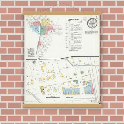 Old map wall art mockup — magnetic wood frame on brick wall — Sanborn Fire Insurance Map from Navasota, Grimes County, Texas (1906) - Complete Map Set