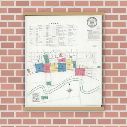 Old map wall art mockup — magnetic wood frame on brick wall — Sanborn Fire Insurance Map from Ionia, Ionia County, Michigan (1907) - Complete Map Set