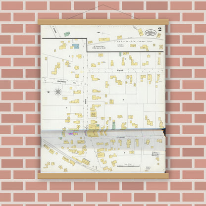 Old map wall art mockup — magnetic wood frame on brick wall — Sanborn Fire Insurance Map from Hyannis, Barnstable County, Massachusetts (1901), Sheet #0002