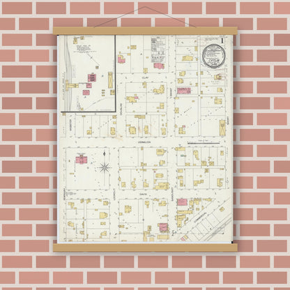 Old map wall art mockup — magnetic wood frame on brick wall — Sanborn Fire Insurance Map from Catlin, Vermilion County, Illinois (1899) - Complete Map Set