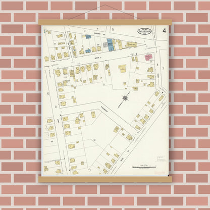 Old map wall art mockup — magnetic wood frame on brick wall — Sanborn Fire Insurance Map from Swedesboro, Gloucester County, New Jersey (1920), Sheet #0004