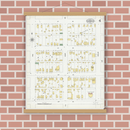 Old map wall art mockup — magnetic wood frame on brick wall — Sanborn Fire Insurance Map from Two Harbors, Lake County, Minnesota (1901), Sheet #0004