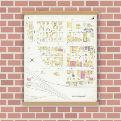 Old map wall art mockup — magnetic wood frame on brick wall — Sanborn Fire Insurance Map from Two Harbors, Lake County, Minnesota (1907), Sheet #0002