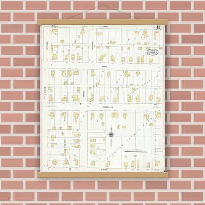Old map wall art mockup — magnetic wood frame on brick wall — Sanborn Fire Insurance Map from Sparta, Monroe County, Wisconsin (1911), Sheet #0008