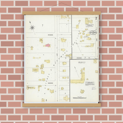 Old map wall art mockup — magnetic wood frame on brick wall — Sanborn Fire Insurance Map from South Haven, Van Buren County, Michigan (1902), Sheet #0007