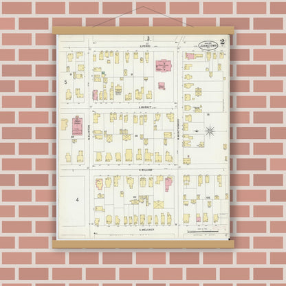 Old map wall art mockup — magnetic wood frame on brick wall — Sanborn Fire Insurance Map from Johnstown, Fulton County, New York (1897) - Complete Map Set