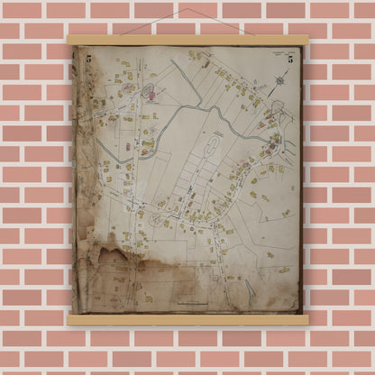 Old map wall art mockup — magnetic wood frame on brick wall — Sanborn Fire Insurance Map from Cohasset, Norfolk County, Massachusetts (1963), Sheet #0005