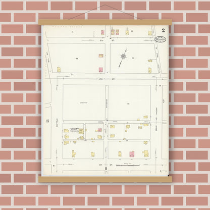 Old map wall art mockup — magnetic wood frame on brick wall — Sanborn Fire Insurance Map from Beaver, Beaver County, Pennsylvania (1912), Sheet #0002