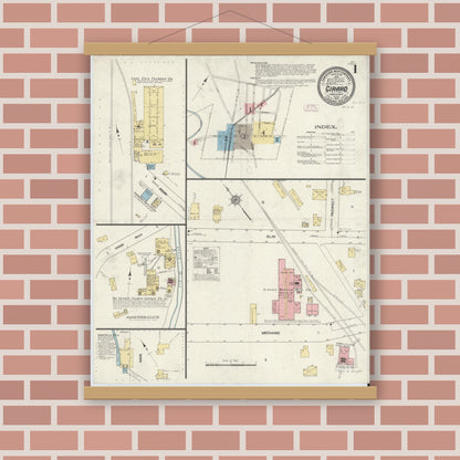 Old map wall art mockup — magnetic wood frame on brick wall — Sanborn Fire Insurance Map from Girard, Erie County, Pennsylvania (1912) - Complete Map Set