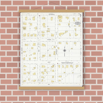 Old map wall art mockup — magnetic wood frame on brick wall — Sanborn Fire Insurance Map from Viroqua, Vernon County, Wisconsin (1911), Sheet #0007