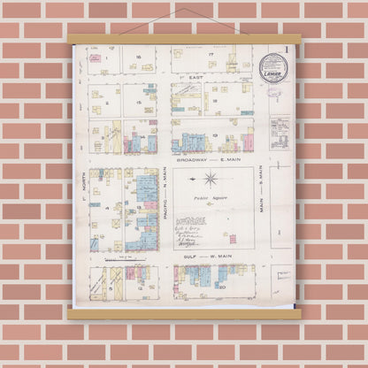 Old map wall art mockup — magnetic wood frame on brick wall — Sanborn Fire Insurance Map from Lamar, Barton County, Missouri (1885) - Complete Map Set