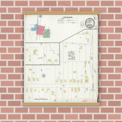 Old map wall art mockup — magnetic wood frame on brick wall — Sanborn Fire Insurance Map from Barnegat, Ocean County, New Jersey (1900) - Complete Map Set