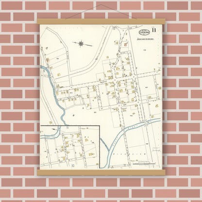 Old map wall art mockup — magnetic wood frame on brick wall — Sanborn Fire Insurance Map from Coeburn, Wise County, Virginia (1922), Sheet #0011