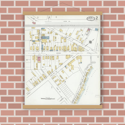 Old map wall art mockup — magnetic wood frame on brick wall — Sanborn Fire Insurance Map from Westville, Gloucester County, New Jersey (1919) - Complete Map Set
