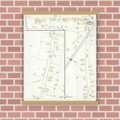 Old map wall art mockup — magnetic wood frame on brick wall — Sanborn Fire Insurance Map from Winton, Lackawanna County, Pennsylvania (1912), Sheet #0002