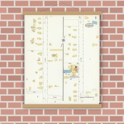 Old map wall art mockup — magnetic wood frame on brick wall — Sanborn Fire Insurance Map from Sherburne, Chenango County, New York (1911), Sheet #0007