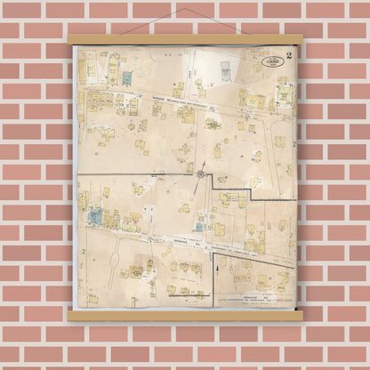 Old map wall art mockup — magnetic wood frame on brick wall — Sanborn Fire Insurance Map from Honokaa, Hawaii County, Hawaii (1956), Sheet #0002