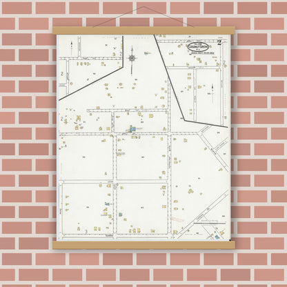 Old map wall art mockup — magnetic wood frame on brick wall — Sanborn Fire Insurance Map from Coconut Grove, Dade County, Florida (1920), Sheet #0002