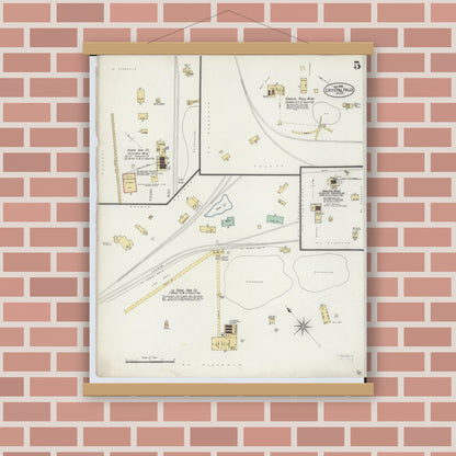 Old map wall art mockup — magnetic wood frame on brick wall — Sanborn Fire Insurance Map from Crystal Falls, Iron County, Michigan (1898), Sheet #0005
