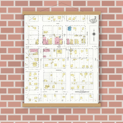 Old map wall art mockup — magnetic wood frame on brick wall — Sanborn Fire Insurance Map from Union, Hardin County, Iowa (1921), Sheet #0002