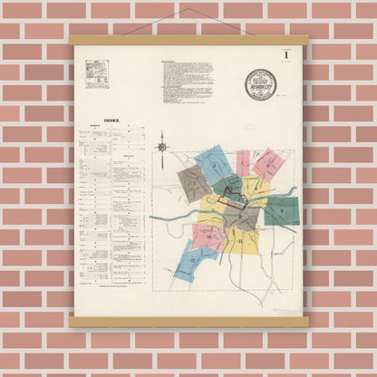 Old map wall art mockup — magnetic wood frame on brick wall — Sanborn Fire Insurance Map from Nevada City, Nevada County, California (1912) - Complete Map Set