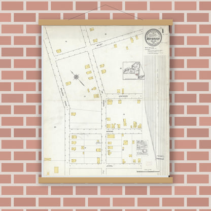 Old map wall art mockup — magnetic wood frame on brick wall — Sanborn Fire Insurance Map from Maybrook, Orange County, New York (1915) - Complete Map Set