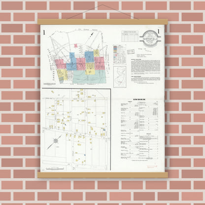 Old map wall art mockup — magnetic wood frame on brick wall — Sanborn Fire Insurance Map from Northfield, Atlantic County, New Jersey (1933) - Complete Map Set