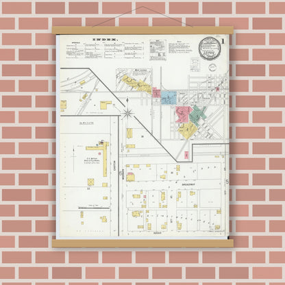 Old map wall art mockup — magnetic wood frame on brick wall — Sanborn Fire Insurance Map from Leipsic, Putnam County, Ohio (1900) - Complete Map Set