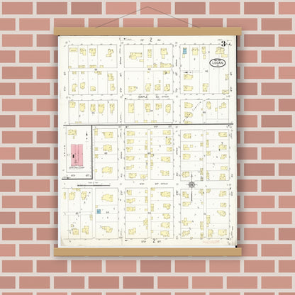 Old map wall art mockup — magnetic wood frame on brick wall — Sanborn Fire Insurance Map from Logan, Harrison County, Iowa (1913), Sheet #0003