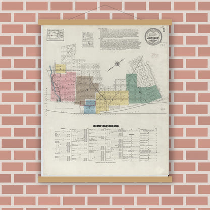 Old map wall art mockup — magnetic wood frame on brick wall — Sanborn Fire Insurance Map from Juniata, Blair County, Pennsylvania (1915) - Complete Map Set