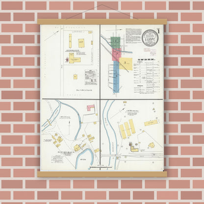 Old map wall art mockup — magnetic wood frame on brick wall — Sanborn Fire Insurance Map from Luray, Page County, Virginia (1902) - Complete Map Set