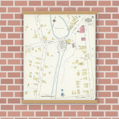 Old map wall art mockup — magnetic wood frame on brick wall — Sanborn Fire Insurance Map from Edinboro, Erie County, Pennsylvania (1911), Sheet #0003