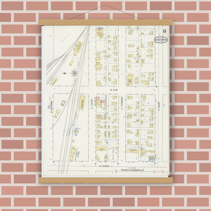 Old map wall art mockup — magnetic wood frame on brick wall — Sanborn Fire Insurance Map from Owatonna, Steele County, Minnesota (1894), Sheet #0006