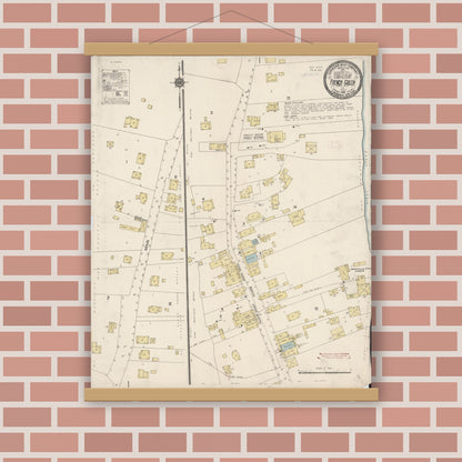 Old map wall art mockup — magnetic wood frame on brick wall — Sanborn Fire Insurance Map from French Gulch, Shasta County, California (1912), Sheet #0001