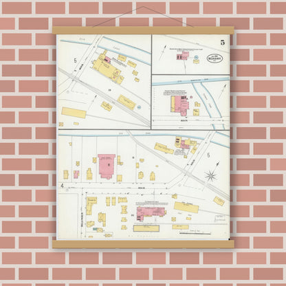 Old map wall art mockup — magnetic wood frame on brick wall — Sanborn Fire Insurance Map from Mohawk, Herkimer County, New York (1902), Sheet #0005