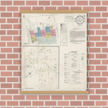 Old map wall art mockup — magnetic wood frame on brick wall — Sanborn Fire Insurance Map from Northfield, Atlantic County, New Jersey (1942) - Complete Map Set