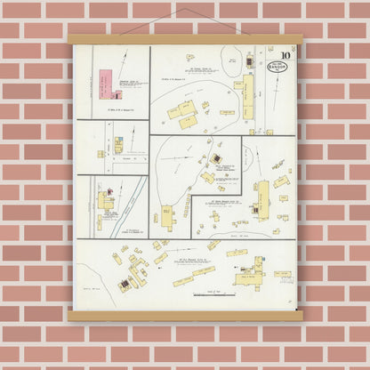 Old map wall art mockup — magnetic wood frame on brick wall — Sanborn Fire Insurance Map from Bangor, Northampton County, Pennsylvania (1904), Sheet #0010