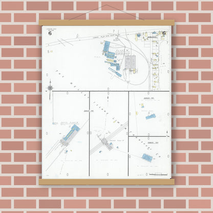 Old map wall art mockup — magnetic wood frame on brick wall — Sanborn Fire Insurance Map from Lakeside, Ottawa County, Ohio (1946), Sheet #0006