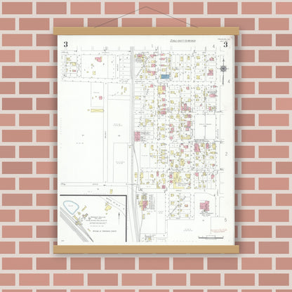 Old map wall art mockup — magnetic wood frame on brick wall — Sanborn Fire Insurance Map from Freeburg, Saint Clair County, Illinois (1941), Sheet #0003