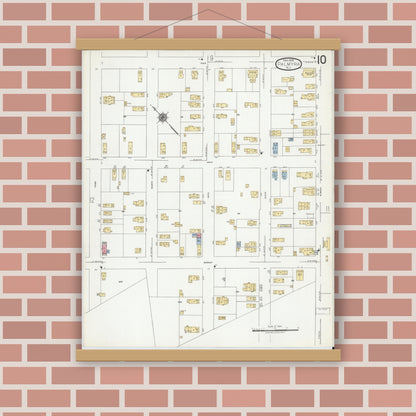 Old map wall art mockup — magnetic wood frame on brick wall — Sanborn Fire Insurance Map from Palmyra, Burlington County, New Jersey (1919), Sheet #0010