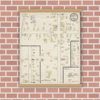 Old map wall art mockup — magnetic wood frame on brick wall — Sanborn Fire Insurance Map from South New Berlin, Chenango County, New York (1887), Sheet #0001