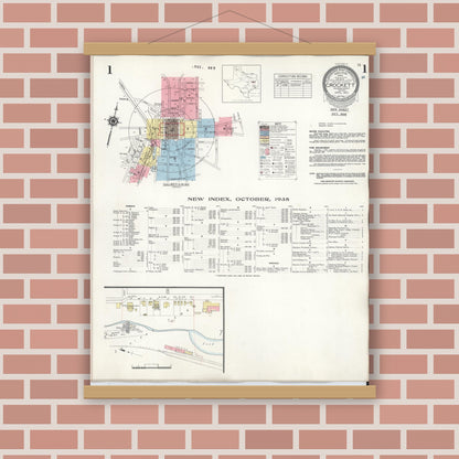 Old map wall art mockup — magnetic wood frame on brick wall — Sanborn Fire Insurance Map from Cotulla, La Salle County, Texas (1948), Sheet #0005