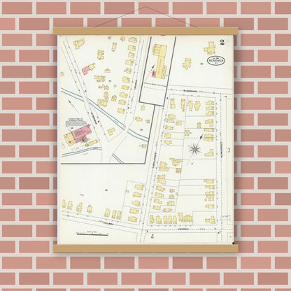 Old map wall art mockup — magnetic wood frame on brick wall — Sanborn Fire Insurance Map from Herkimer, Herkimer County, New York (1906) - Complete Map Set