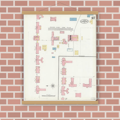 Old map wall art mockup — magnetic wood frame on brick wall — Sanborn Fire Insurance Map from Logansport, Cass County, Indiana (1906), Sheet #0027