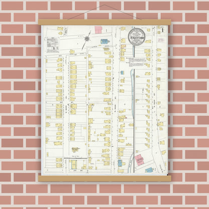 Old map wall art mockup — magnetic wood frame on brick wall — Sanborn Fire Insurance Map from Yeagertown, Mifflin County, Pennsylvania (1910) - Complete Map Set